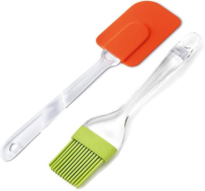 2 Pair (4PCS) - Spatula & BBQ Oil Brush - Silicone Acrylic Transparent Spatula - Silicone Acrylic Transparent Brush